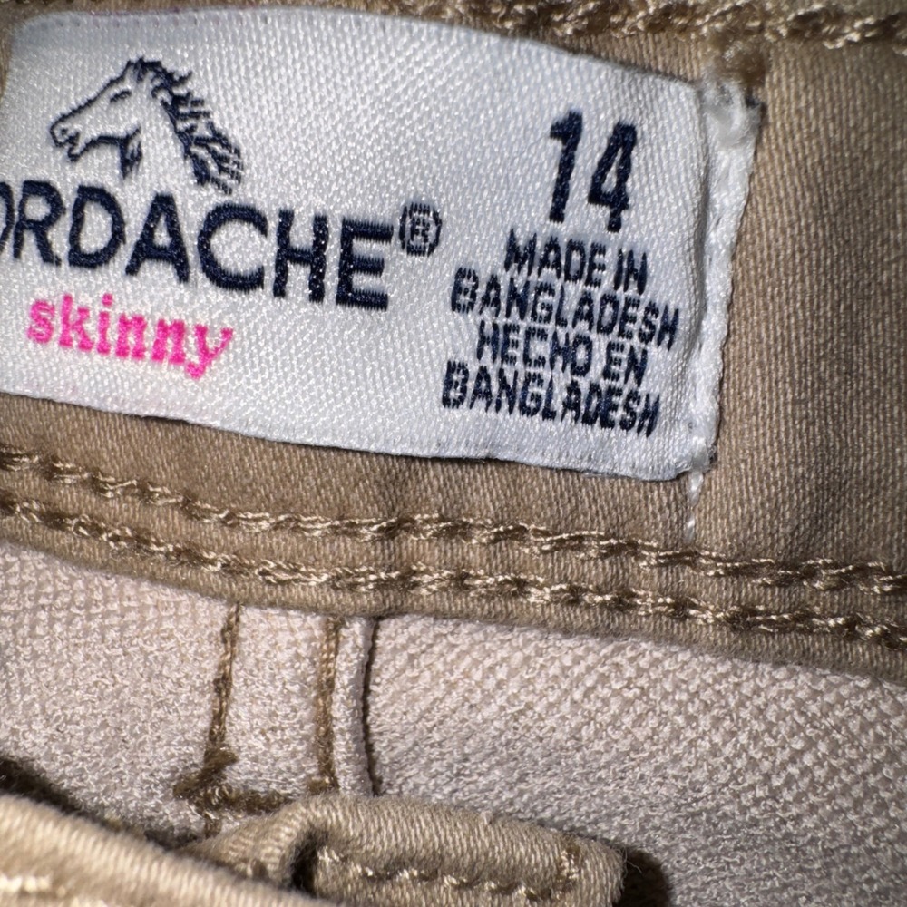 Jordache Skinny Pants Girls Size 14 Khaki Tan Stretch Twill 5-Pocket Casual Slim - Picture 10 of 11